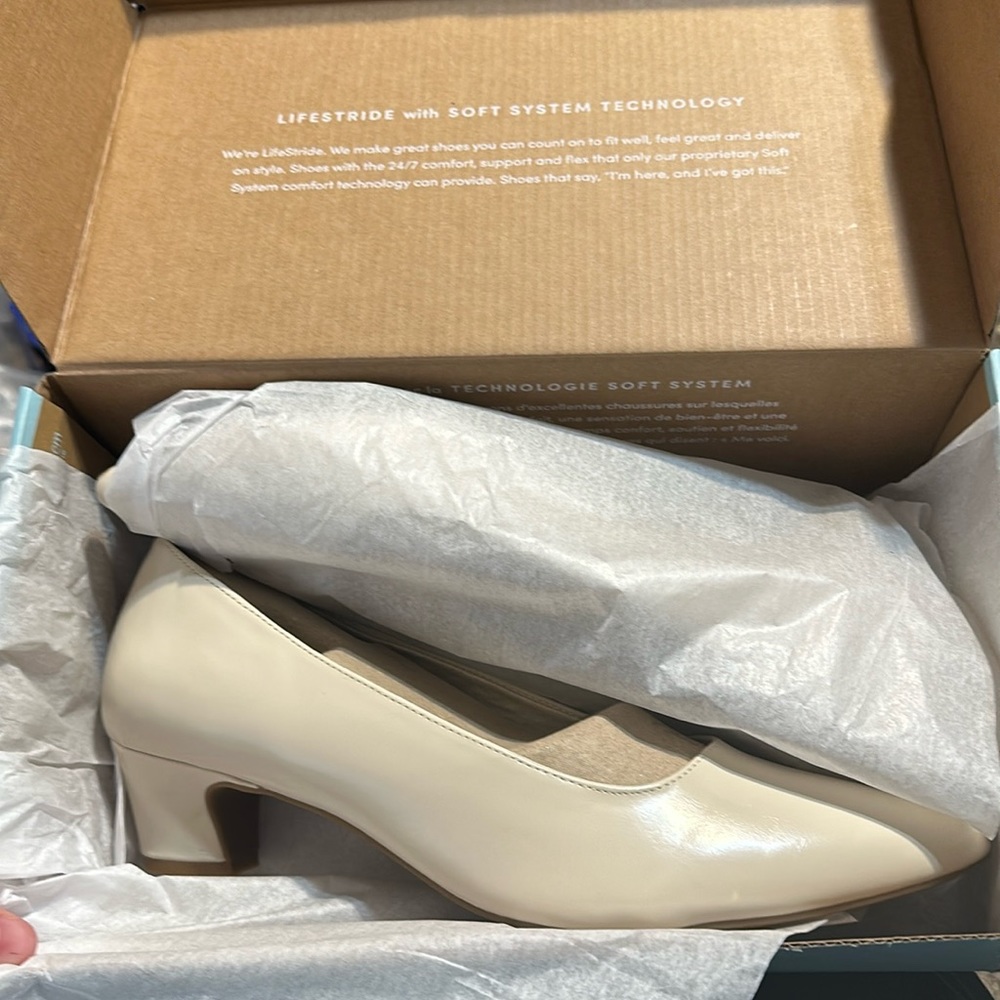 LifeStride Womens Minx Ivory Dress Heels Pumps Shoes NWT NEW